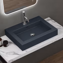 Sogood Vasque à poser lavabo suspendu 60cm gris noir mat évier Colossum818 60x48x10cm