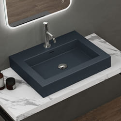 Sogood Vasque à poser lavabo suspendu 60cm gris noir mat évier Colossum818 60x48x10cm