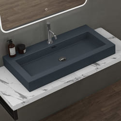 Sogood Vasque à poser lavabo suspendu 90cm gris noir mat évier Colossum818 90x48x10cm