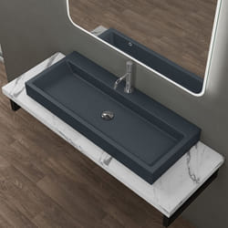 Sogood Vasque à poser 100cm lavabo suspendu gris noir mat Colossum06 fonte minérale solid surface 100x42x10cm