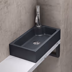 Sogood Lavabo Vasque à Poser Évier Fonte Minérale Colossum 101 Rectangulaire Gris Noir Mat 46x26x11 cm