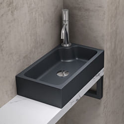 Sogood Lavabo Vasque à Poser Évier Fonte Minérale Colossum 101 Rectangulaire Gris Noir Mat 46x26x11 cm