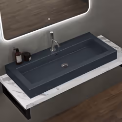 Sogood Vasque à poser lavabo suspendu 100cm gris noir mat évier Colossum818 100x48x10cm