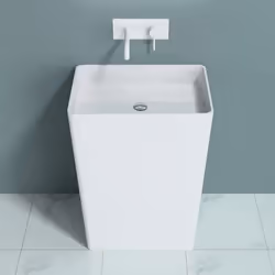 Sogood Lavabo sur Pied Blanc Vasque Colonne en Fonte Minérale Lave Mains Rectangulaire pour Salle de Bain 60x42x80cm Colossum ...