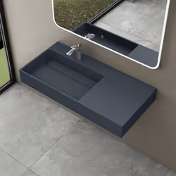 Sogood Lavabo Suspendu Gris Noir Mat 90cm Vasque à Poser avec Bonde Lave Mains Rectangulaire 90x48x13cm Colossum12-L