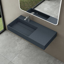 Sogood Lavabo Suspendu Gris Noir Mat 90cm Vasque à Poser avec Bonde Lave Mains Rectangulaire 90x48x13cm Colossum12-L