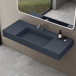 Sogood Lavabo Suspendu Gris Noir Mat 120cm Vasque à Poser avec Bonde Lave Mains Rectangulaire 120x48x13cm Colossum12