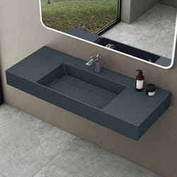 Sogood Lavabo Suspendu Gris Noir Mat 120cm Vasque à Poser avec Bonde Lave Mains Rectangulaire 120x48x13cm Colossum12