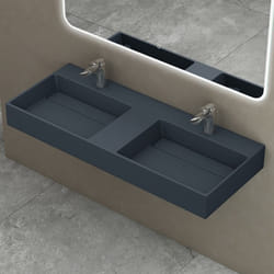 Sogood Double Lavabo Suspendu Gris Noir Mat 120cm Vasque à Poser avec Bonde Lave Mains Rectangulaire 120x48x13cm Colossum12