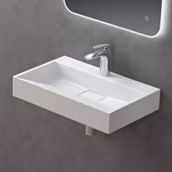 Sogood Lavabo Suspendu avec Bonde Vasque à Poser Blanc Mat 50x38x11cm Lave Mains Rectangulaire avec Perçage Colossum19