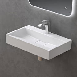 Sogood Lavabo Suspendu avec Bonde Vasque à Poser Blanc Mat 50x38x11cm Lave Mains Rectangulaire avec Perçage Colossum19