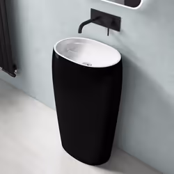 Sogood Lavabo sur Pied Noir Mat + Blanc Vasque Colonne en Fonte Minérale Lave Mains Ovale Salle de Bain 535x36x88cm Colossum1 ...