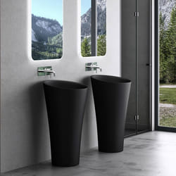 Sogood Lavabo Colonne Rond Noir Mat Vasque Sur Pied Colossum33 Solid Surface 42x42x85cm