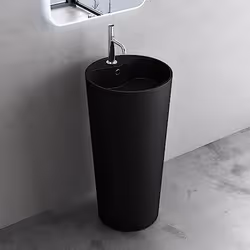 Sogood Lavabo Colonne Rond Noir Mat Vasque sur Pied Colossum35 Solid surface 45x45x90cm
