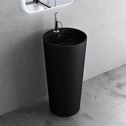 Sogood Lavabo Colonne Rond Noir Mat Vasque sur Pied Colossum35 Solid surface 45x45x90cm
