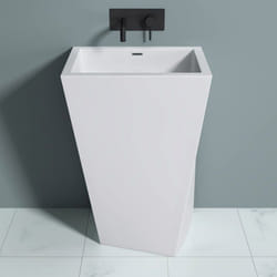 Sogood Lavabo sur Pied Blanc Vasque Colonne en Fonte Minérale Lave Mains Rectangulaire pour Salle de Bain 60x42x90cm Colossum38