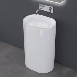 Sogood Lavabo sur Pied Blanc Vasque Colonne en Fonte Minérale Lave Mains Ovale pour Salle de Bain 52x38x85cm Colossum45