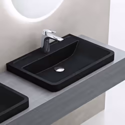 Sogood® Lavabo à Encastrer Vasque en Solid Surface Lave Mains Rectangulaire pour Salle de Bain Colossum08 Noir Mat 60x42x145c ...