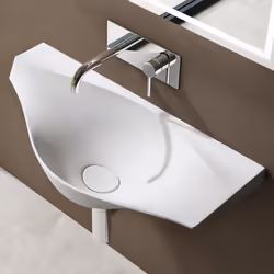 Sogood® Lavabo à Suspendre Vasque Murale Solid Surface Blanc Mat pour Toilettes Invités 80x37x22cm Colossum816
