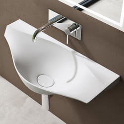 Sogood® Lavabo à Suspendre Vasque Murale Solid Surface Blanc Mat pour Toilettes Invités 80x37x22cm Colossum816