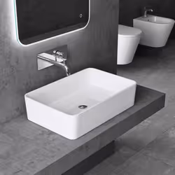 Sogood® Lavabo Vasque à Poser Solid Surface Rectangulaire Blanc Colossum102 60x40x15cm