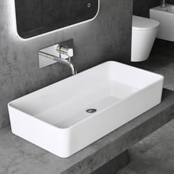 Sogood® Lavabo Vasque à Poser Solid Surface Rectangulaire Blanc Colossum102 80x40x15cm