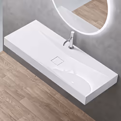 Sogood Vasque à Poser 120cm avec Bonde Lavabo Suspendu Blanc Colossum810 Fonte Minérale Solid Surface 120x48x12cm