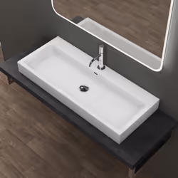 Sogood® Vasque à Poser 120cm Lavabo Suspendu Blanc Colossum06 Fonte Minérale Solid Surface 120x42x10cm
