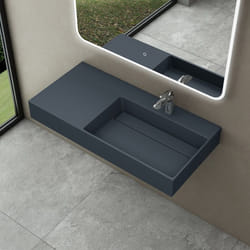 Sogood Lavabo Suspendu Gris Noir Mat 90cm Vasque à Poser avec Bonde Lave Mains Rectangulaire 90x48x13cm Colossum12-R