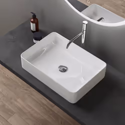 Sogood® Lavabo Vasque à Poser Blanc Lave Mains Rectangulaire en Céramique Revêtement NANO Easy Clean Brüssel105 50x35x11 cm