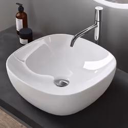 Sogood® Lavabo Vasque à Poser Blanc Lave Mains Ovale en Céramique Revêtement NANO Easy Clean Brüssel104 405x405x14 cm