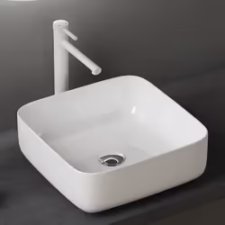 Sogood® Lavabo Vasque à Poser Blanc Lave Mains Rectangulaire en Céramique Revêtement NANO Easy Clean Brüssel106 385x385x14 cm