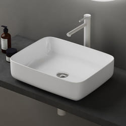 Sogood® Lavabo Vasque à Poser Blanc Lave Mains Rectangulaire en Céramique Revêtement NANO Easy Clean Brüssel106 50x40x135 cm