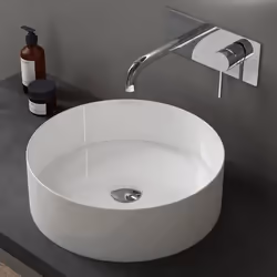 Sogood Lavabo Vasque à Poser Blanc 31x31x11 cm Lave Mains Rond en Céramique Revêtement NANO Easy Clean Bruxelles203