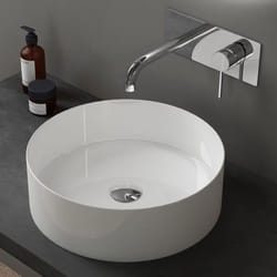 Sogood Lavabo Vasque à Poser Blanc 31x31x11 cm Lave Mains Rond en Céramique Revêtement NANO Easy Clean Bruxelles203