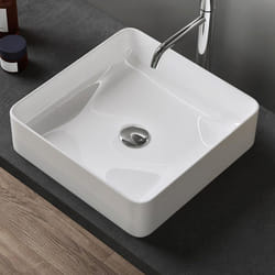 Sogood® Lavabo Vasque à Poser Blanc Lave Mains Rectangulaire en Céramique Revêtement NANO Easy Clean Brüssel105 405x405x11 cm