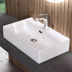 Sogood Lavabo à Poser Blanc Vasque Suspendu en Céramique Lave Mains Rectangulaire pour Salle de Bain Brüssel206 60x36x13cm