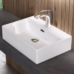 Sogood Lavabo à Poser Blanc Vasque Suspendu en Céramique Lave Mains Rectangulaire pour Salle de Bain Brüssel206 51x36x13cm