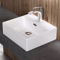 Sogood Lavabo à Poser Blanc Vasque Suspendu en Céramique Lave Mains Rectangulaire pour Salle de Bain Brüssel206 41x36x13cm