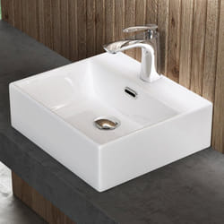 Sogood Lavabo à Poser Blanc Vasque Suspendu en Céramique Lave Mains Rectangulaire pour Salle de Bain Brüssel206 41x36x13cm