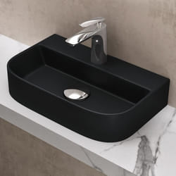 Sogood® Lavabo à Poser Vasque Suspendu en Céramique Lave Mains Rectangulaire pour Salle de Bain 38x235x8cm Brüssel003 Noir Mat