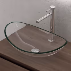 Sogood Lavabo à Poser Vasque en Verre Transparent Lave Mains Ovale de Salle de Bains Lave-Mains pour WC 535x355x16 cm Minerva ...