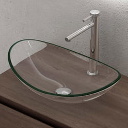 Sogood Lavabo à Poser Vasque en Verre Transparent Lave Mains Ovale de Salle de Bains Lave-Mains pour WC 535x355x16 cm Minerva08