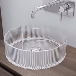 Sogood Lavabo à Poser Vasque en Verre Transparent Lave Mains Rond de Salle de Bains Petit Lave-Mains pour WC 40x40x12 cm Mine ...