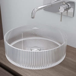 Sogood Lavabo à Poser Vasque en Verre Transparent Lave Mains Rond de Salle de Bains Petit Lave-Mains pour WC 40x40x12 cm Minerva01