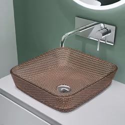 Sogood Lavabo à Poser Vasque en Verre Café Lave Mains Carré de Salle de Bains Petit Lave-Mains pour WC 40x40x11 cm Minerva03