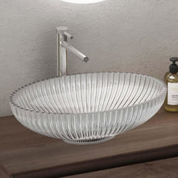 Sogood Lavabo à Poser Vasque en Verre Transparent Lave Mains Ovale de Salle de Bains Lave-Mains pour WC 505x35x145 cm Minerva04