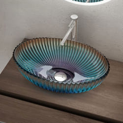 Sogood Lavabo à Poser Vasque en Verre Bleu Lave Mains Ovale de Salle de Bains Petit Lave-Mains pour WC 505x35x145 cm Minerva04