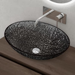 Vasque à poser en verre gris Sogood Minerva05 - Ovale 505x36x155 cm