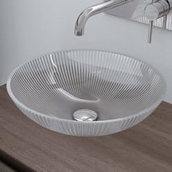 Sogood Lavabo à Poser Vasque en Verre Transparent Lave Mains Ovale de Salle de Bains Petit Lave-Mains pour WC 40x40x12 cm Minerva06